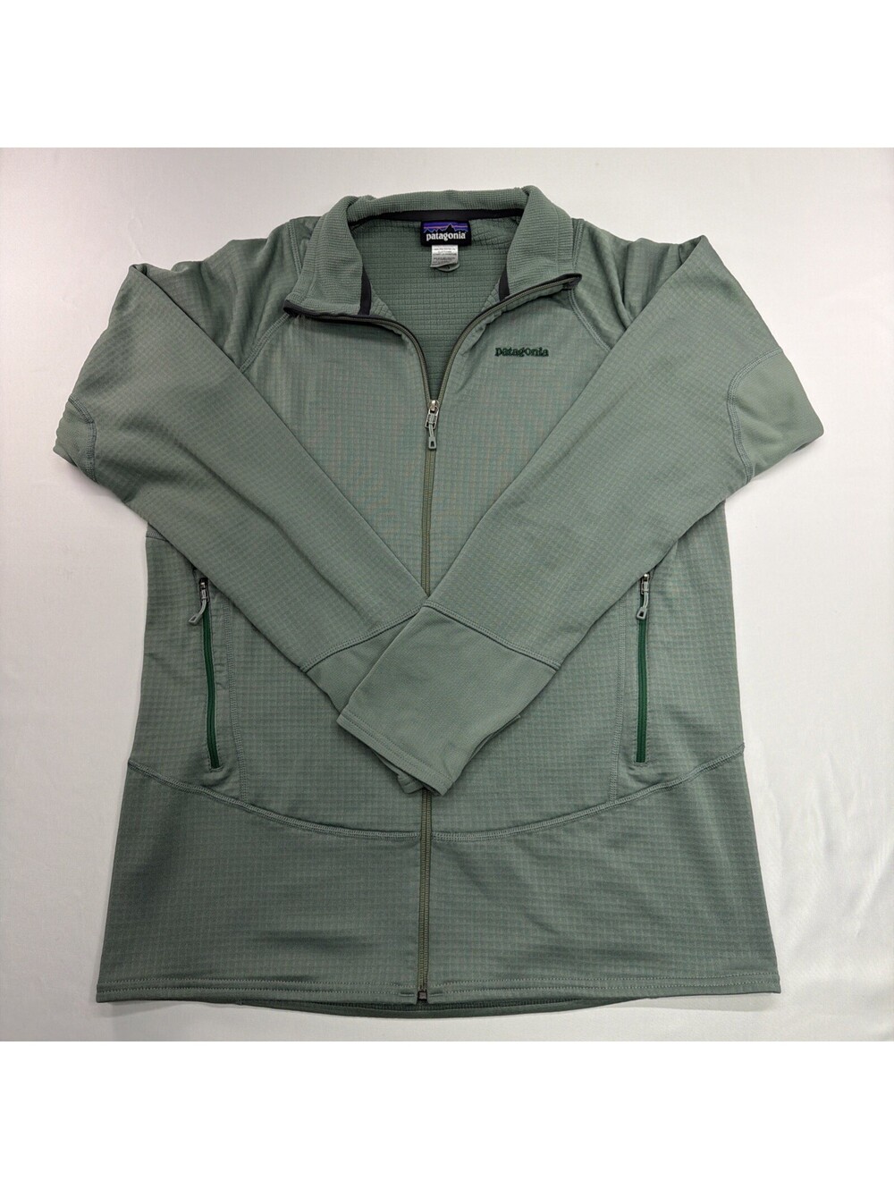 Patagonia R1 Regulator Full Zip Jacket Mens Large Green Waffle Grid Polartec - Picture 2 of 8